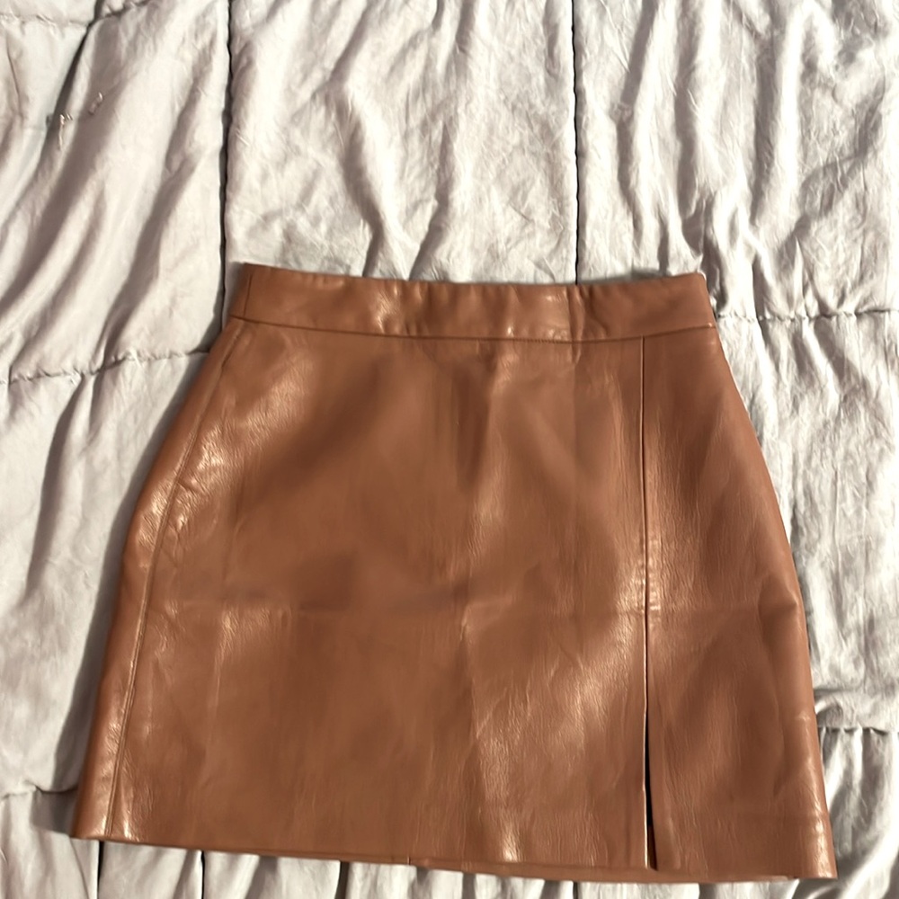 Wilfred Brown Leather Skirt